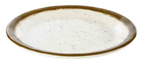 Teller, flach STONE ART, D: 25 cm, H: 2 cm, Melamin, Rand: braun, weiss