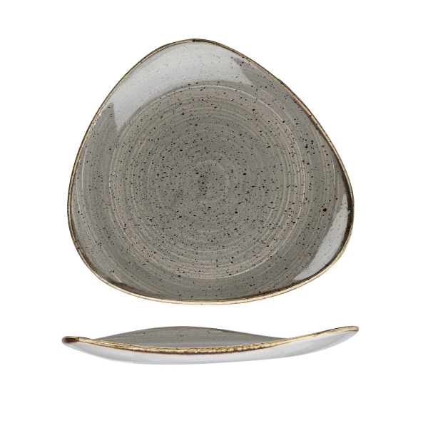Churchill, Stonecast : Peppercorn Grey - Teller flach dreieckig, 28,5 cm