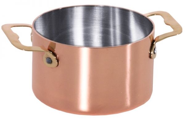 Cocotte aus Kupfer/Edelstahl, I: 0,75 ltr., D: 12 cm, H: 7,5 cm