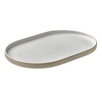 Playground, Steinzeug - NARA Weiss : Platte oval , Relief, 30 cm Playground, Steinzeug - NARA Weiss : Platte oval , Relief, 30 cm