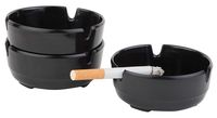 Aschenbecher, 3er Set D: 8 cm, H: 3 cm, Melamin, schwarz Aschenbecher, 3er Set D: 8 cm, H: 3 cm, Melamin, schwarz