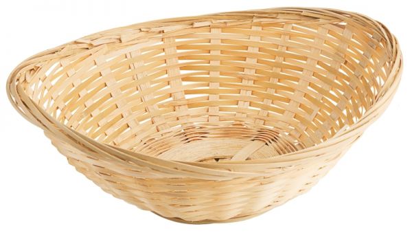 Bambuskorb, oval, aus naturhellem Bambus, 25 x 21 x 7 cm