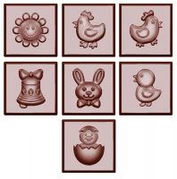 Schokoladen- Form Täfelchen mit Osterfiguren, 275 x 135 mm, 31 x 31 x 9 mm Schokoladen- Form Täfelchen mit Osterfiguren, 275 x 135 mm, 31 x 31 x 9 mm