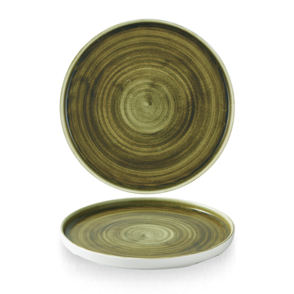 Churchill, Stonecast Plume : Olive - Teller flach m. erhöhten Rand, 26 x 2 cm