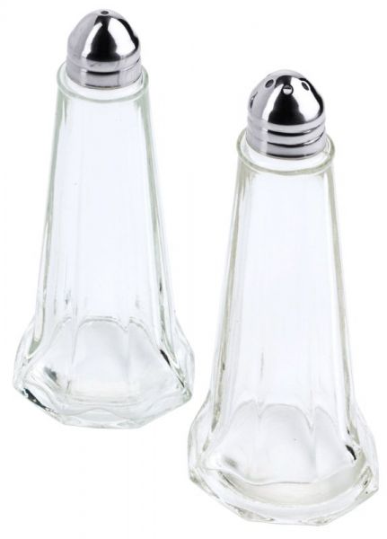 Salzstreuer Leuchtturm, Pressglas, Messingkappe, I: 0,025 ltr., D: 4,5 cm, H: 12 cm