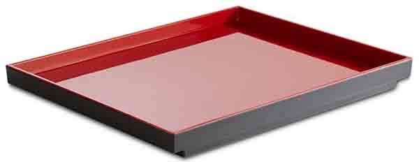 GN 1/2 Tablett ASIA PLUS 32,5 x 26,5 cm, H: 3 cm, Melamin, außen: schwarz, matt, innen: rot