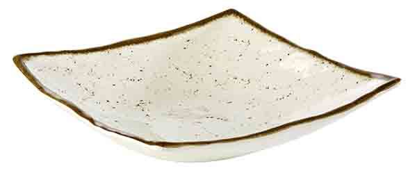 Schale STONE ART 24 x 24 cm, H: 6,5 cm, Melamin, Rand: braun, weiss