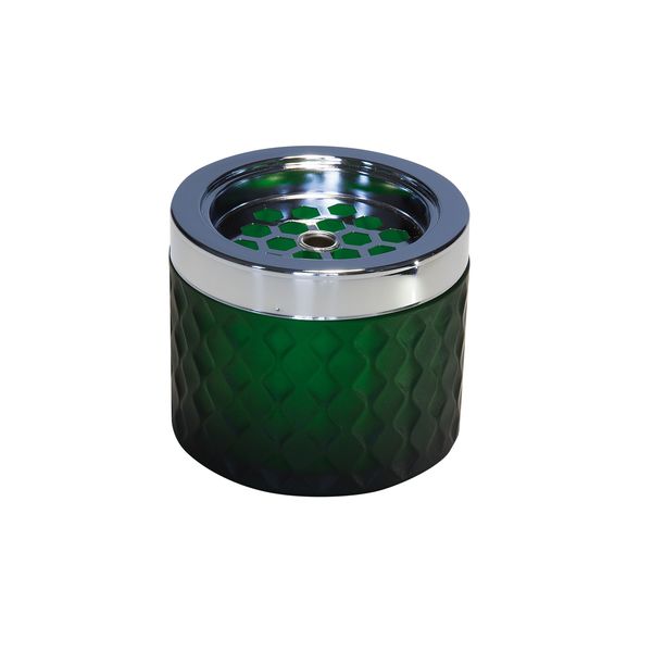 Windascher D: 9,5 cm, H: 8 cm, Glas, dunkelgrün, mit Bajonettverschluss