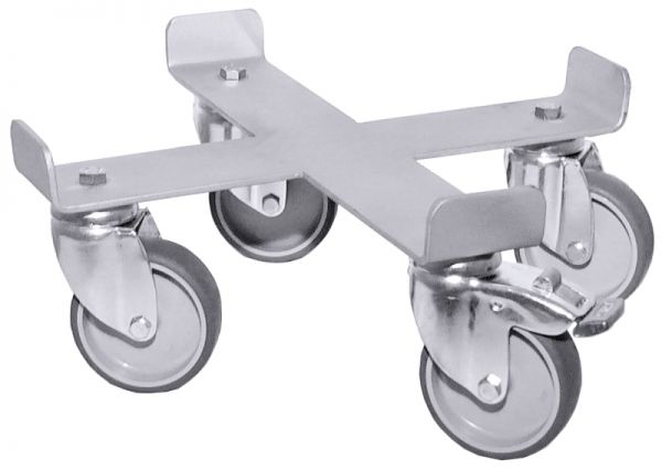 Rolluntersatz vierarmig, für Art.-Nr. 3007/ 3008 mit D: 30 cm, mit Feststeller, Edelstahl, Räder D: 7,5 cm