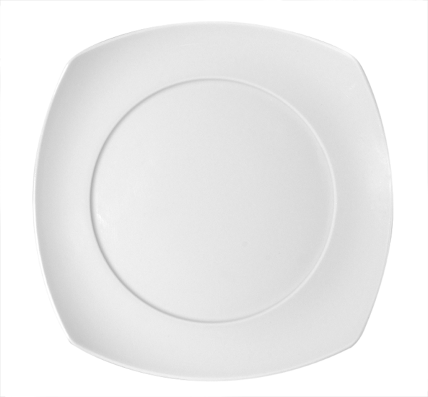 Bauscher, Options - Teller flach coup 4-eckig m. Spiegel, weiss, uni, 27 cm
