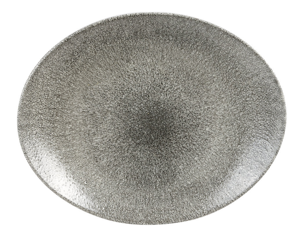 Churchill, Raku : Quartz Black - Teller oval Coup, 31,7 x 25,5 cm