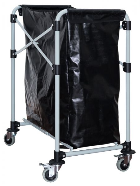 Wäschesammelwagen, grauer Stahl, Kunststoffsäcke, I: 150 ltr., 60 x 42,5 cm, H: 87 cm