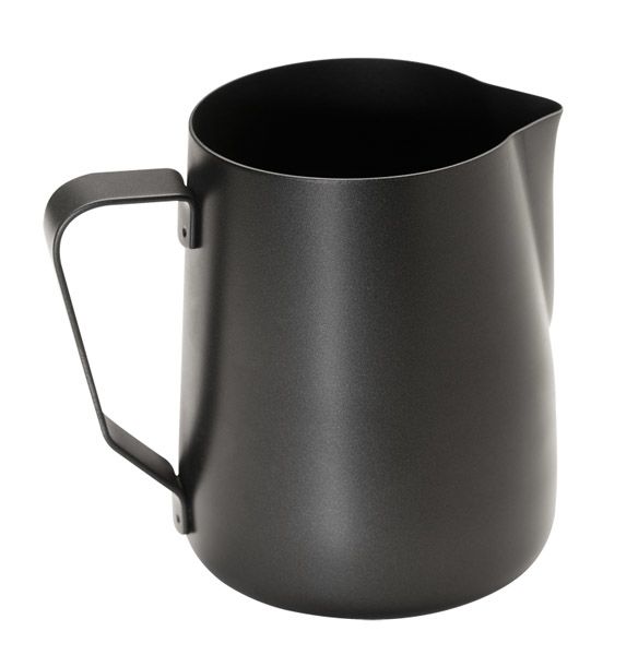 Milch / Universalkanne ANTIHAFT D: 8 cm, H: 10 cm, I: 0,35 ltr., Edelstahl, schwarz, PTFE-antihaftbeschichtet