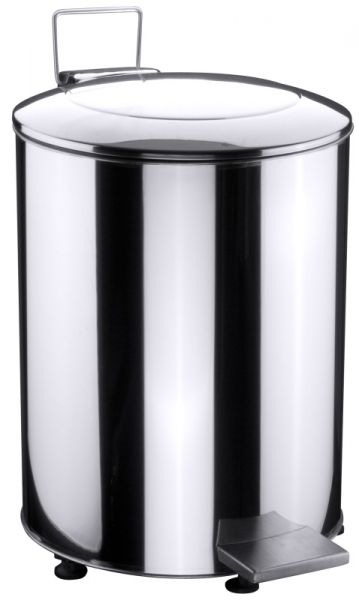 Tretabfallbehälter mit Deckel, 4 Gummifüße, Edelstahl, I: 50 ltr., D: 40 cm, H: 56 cm