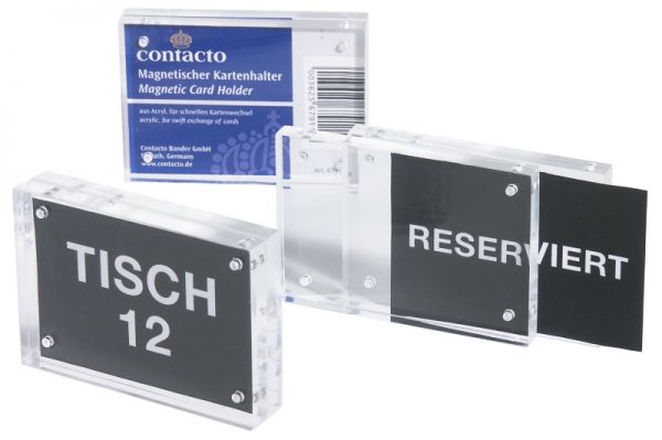 Kartenhalter, magnetisch, Acryl, B: 8,3 cm, H: 5,5 cm, T: 1,5 cm