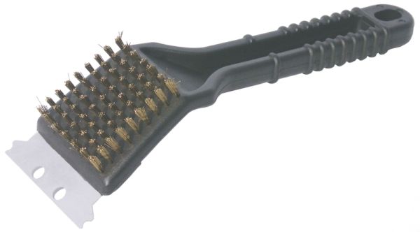 Grillbürste mit Stahlklingen, Kunststoffgriff, Messingborsten, L: 23 cm, 5 x 5 cm