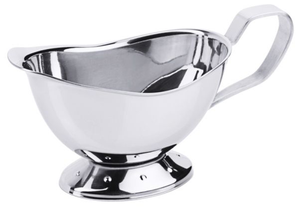Sauciere mit Fuß, Edelstahl, I: 0,08 ltr., H: 7,55 cm, L: 14 cm