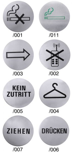 Hinweis-Türsymbol RAUCHER, Edelstahl, selbstklebend, D: 7,5 cm