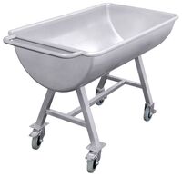 Mengmulde mit zwei Kunststoffrädern PP und zwei Gleitfüßen, I: 200 ltr., 161 x 65 x 82,5 cm Mengmulde mit zwei Kunststoffrädern PP und zwei Gleitfüßen, I: 200 ltr., 161 x 65 x 82,5 cm