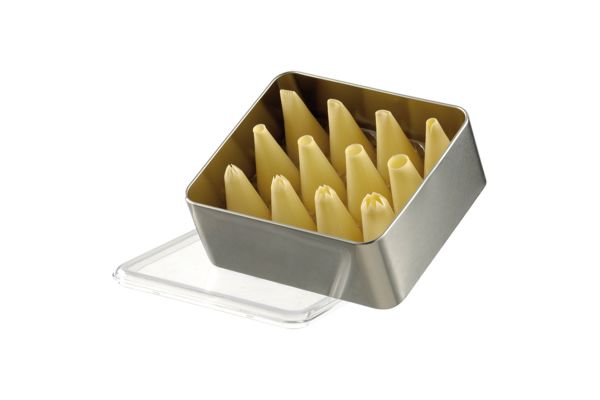 Tüllenkassette klein 12- tlg., PP, 4 Stern-, 4 Loch- und 4 Garniertüllen