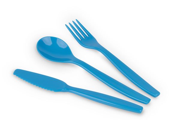 Besteckset (3-tlg.) PC, uni, hellblau, L: 16,5 cm