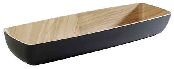 GN 2/4 Schale FRIDA 53 x 16,2 cm, H: 7,5 cm, 3,65 ltr., Melamin, außen: schwarz, innen: Holzoptik