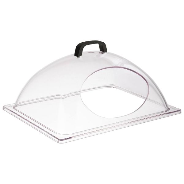GN 1/2 Kuppelhaube, SAN, schwarzer Griff, 33 x 28 x 17 cm