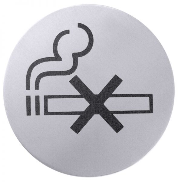 Hinweis-Türsymbol NICHTRAUCHER, Edelstahl, selbstklebend, D: 7,5 cm