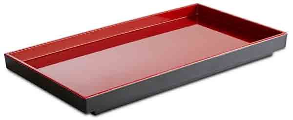 GN 1/3 Tablett ASIA PLUS 32,5 x 17,6 cm, H: 3 cm, Melamin, außen: schwarz, matt, innen: rot