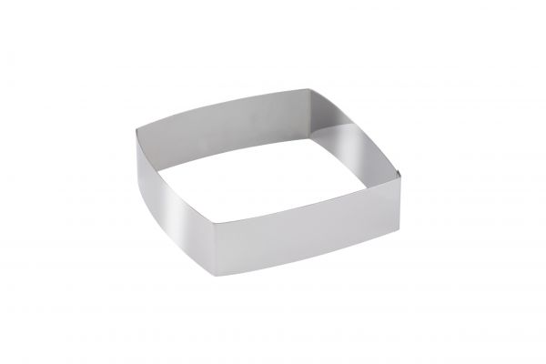 Dessert-, Tortenring Viereck gewölbt, Edelstahl, 140 mm, H: 5 cm