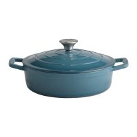Bräter m. Deckel 5 STARS, Gusseisen emailliert, D: 25 cm, H: 7 cm, I: 2,5 ltr., aussen: türkis, innen: creamy Bräter m. Deckel 5 STARS, Gusseisen emailliert, D: 25 cm, H: 7 cm, I: 2,5 ltr., aussen: türkis, innen: creamy