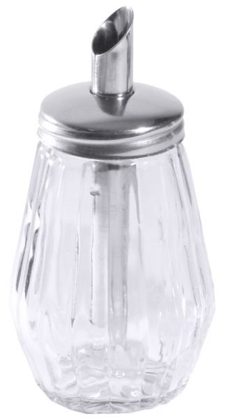 Zuckerstreuer, geriffeltes Pressglas, Edelstahlkappe, I: 0,25 ltr., H: 11,5 cm