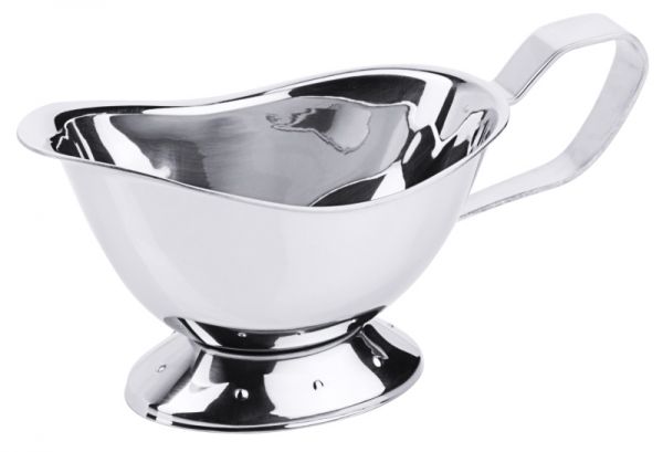 Sauciere mit Fuß, Edelstahl, I: 0,15 ltr., H: 9 cm, L: 16 cm