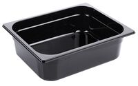 GN-Behälter 1/2, Polycarbonat schwarz, 26,5 x 32,5 cm, Tiefe: 100 mm, I: 6,15 ltr. GN-Behälter 1/2, Polycarbonat schwarz, 26,5 x 32,5 cm, Tiefe: 100 mm, I: 6,15 ltr.