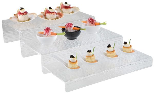 Stufen-Display ca. 40 x 18/20/22 cm, H: 4/ 8/ 12 cm, 3er-Set, Acrylglas
