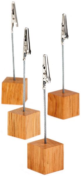 Kartenhalter 4er Set 2,5 x 2,5 cm, H 12 cm, Holz, 20 Beschriftungskarten