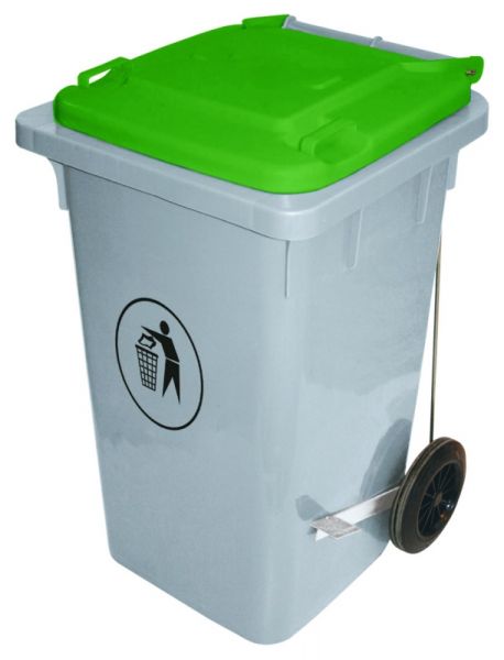 Tretabfalleimer, mit farbigem Deckel, PE, grün, I: 100 ltr., B: 52,5 cm, H: 80 cm