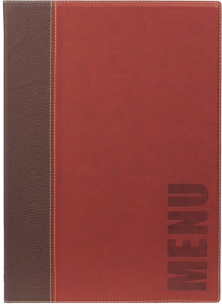 Speisekartenmappe A4, Kunstleder, bordeaux, H: 34 cm, B: 24 cm
