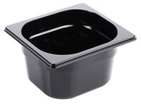 GN-Behälter 1/6, Polycarbonat schwarz, 17,6 x 16,2 cm Tiefe: 100 mm, I: 1,56 ltr. GN-Behälter 1/6, Polycarbonat schwarz, 17,6 x 16,2 cm Tiefe: 100 mm, I: 1,56 ltr.