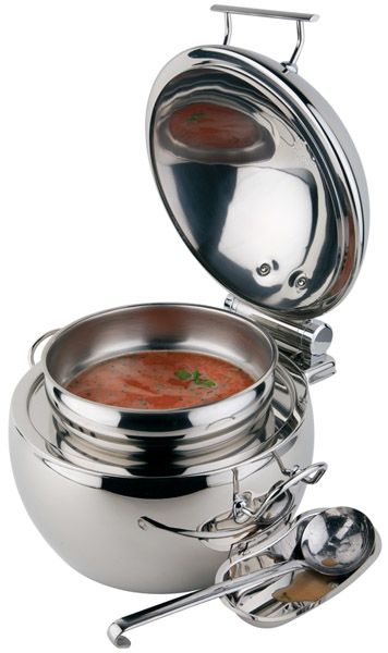 Suppen-Kugel GLOBE D: 48 cm, H: 32 cm, I: 10 ltr., Edelstahl, hochglanzpoliert, mit Sandwichboden