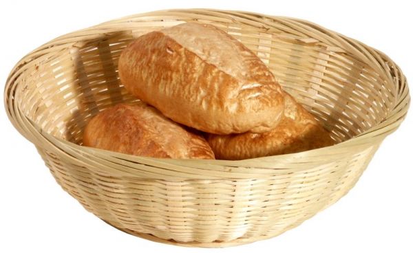 Brotkorb, rund, aus naturhellem Bambus, D: 22 cm, H: 7 cm