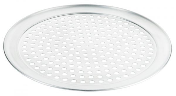 Gelochtes Pizzablech, Alu, H: 1 cm, D: 33,5 cm