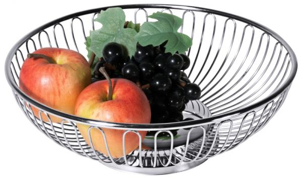 Brot-, Obstkorb, rund, Edelstahl, D: 25 cm, H: 8,5 cm