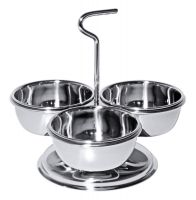 Dip-Schalenset, mit drei Schalen, Edelstahl, I: 0,2 ltr., D: 9,5 cm, B: 20 cm, H: 14 cm Dip-Schalenset, mit drei Schalen, Edelstahl, I: 0,2 ltr., D: 9,5 cm, B: 20 cm, H: 14 cm
