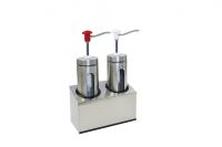 Dosierspender rund mit Sichtfenster, 2-fach weiss/ rot, Inh. 2 x 2 ltr., 293 x 147 x 465 mm Dosierspender rund mit Sichtfenster, 2-fach weiss/ rot, Inh. 2 x 2 ltr., 293 x 147 x 465 mm
