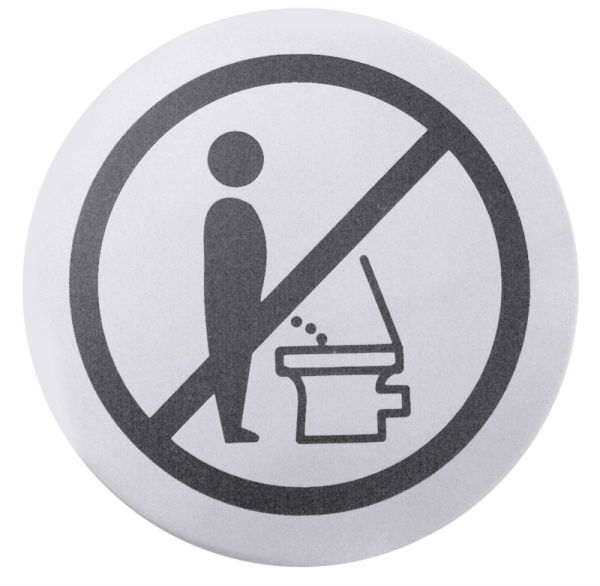 Toiletten-Türsymbol BITTE SETZEN, Edelstahl, selbstklebend, D: 7,5 cm
