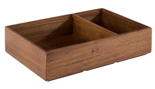 Holzbox WOODY, 22,5 x 15 x 5,5 cm, Akazienholz, Innen: 13,5 x 13/ 6,5 x 13 cm