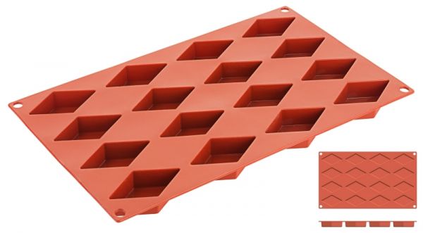 Silikon-Backmatte Raute, 16 Formen, 6,5 x 3,5 x 1,7 cm