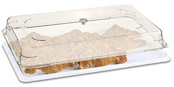 GN Platte mit Abdeckhaube 1/2, flache Form, SAN, 32,5 x 26,5 x 12 cm