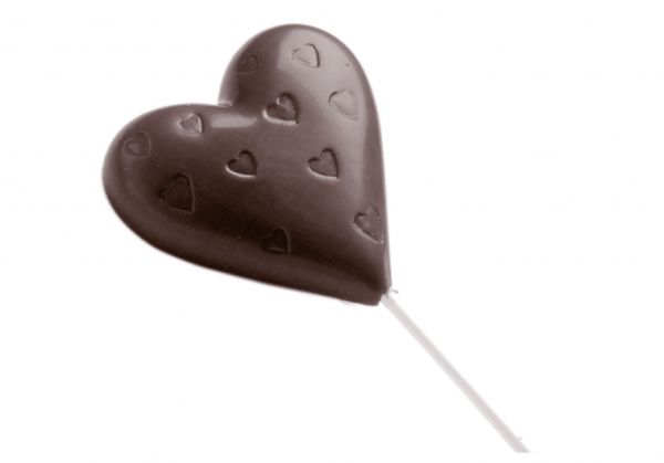Schokoladen- Form Lolli Herz, 275 x 135 mm, 1 x 4 Stück 54 x 63 x 12 mm